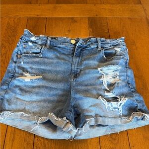 Distressed Blue Denim Shorts